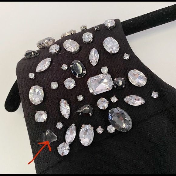 Black Dress Sleeveless Mini Rhinestone Shoulders - Picture 6 of 6